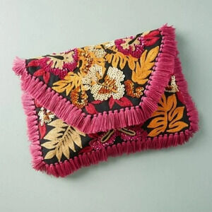 Anthropologie Ibban Bright Tropics Embellished Bag
